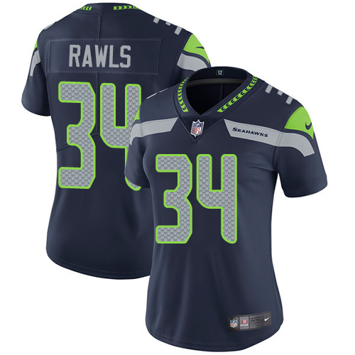 Nike Seahawks #34 Thomas Rawls Steel Blue Team Color Women's Stitched NFL Vapor Untouchable Limited Jersey